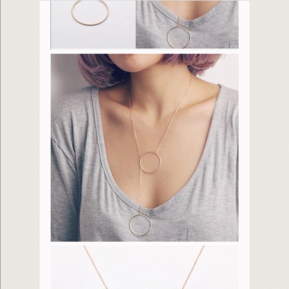 ONE LEFT!Gold infinity double circle necklace - Picture 2 of 4